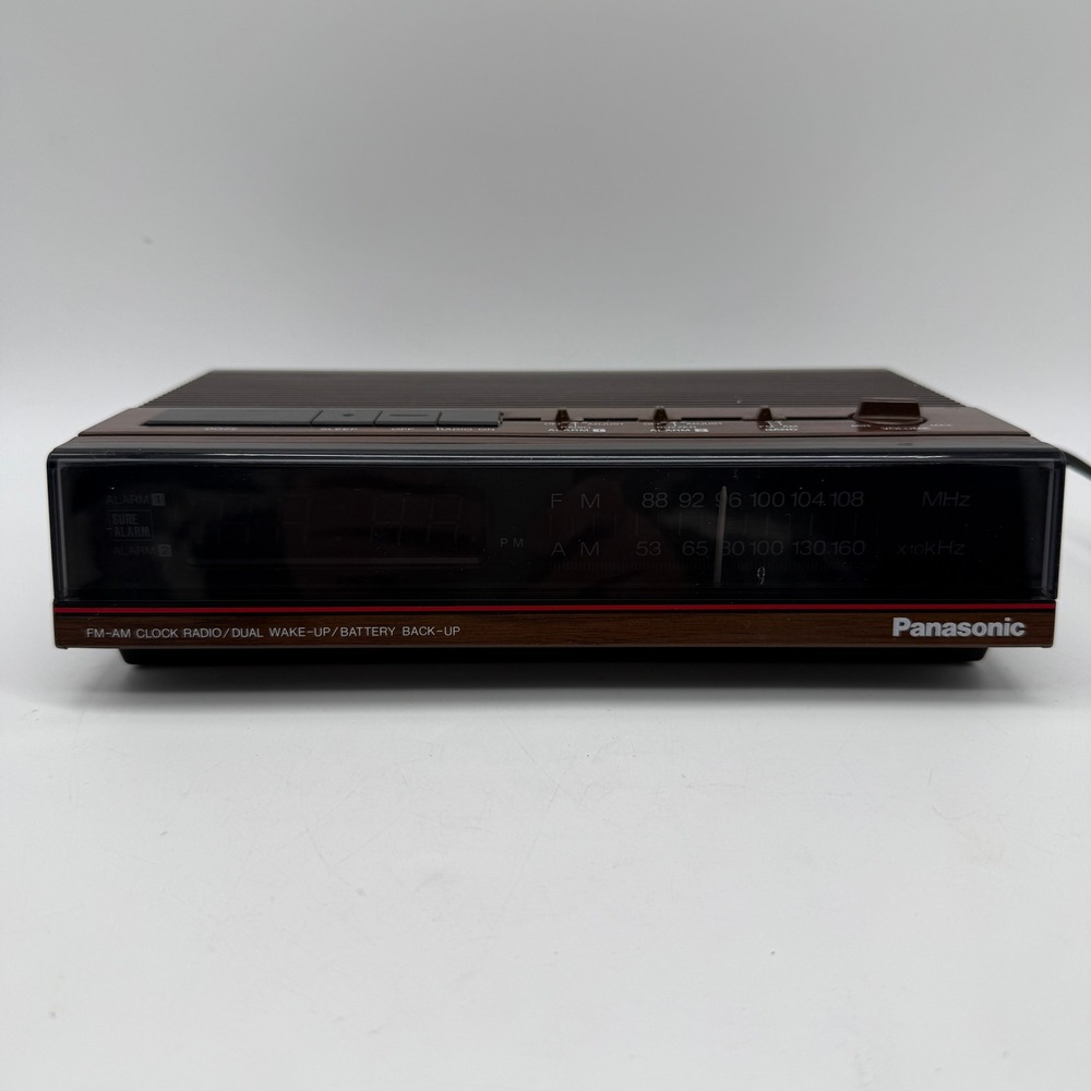 Vintage Panasonic RC-6080 Clock Radio Brown Woodgrain FM AM Dual Alarm TESTED